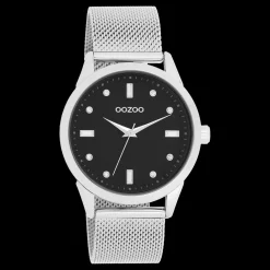 Zilverkleurige OOZOO horloge met metalen mesh armband - C11356