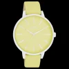 Zilverkleurige OOZOO horloge met limoen groene leren band - C11360