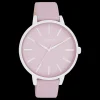 Zilverkleurige OOZOO horloge met lila leren band - C11361