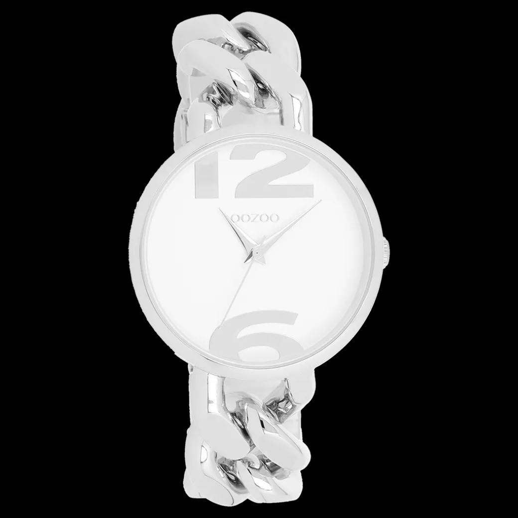 Zilverkleurige OOZOO horloge met grove schakelarmband - C11260
