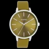 Zilverkleurige OOZOO horloge met olijf groene leren band - C11298