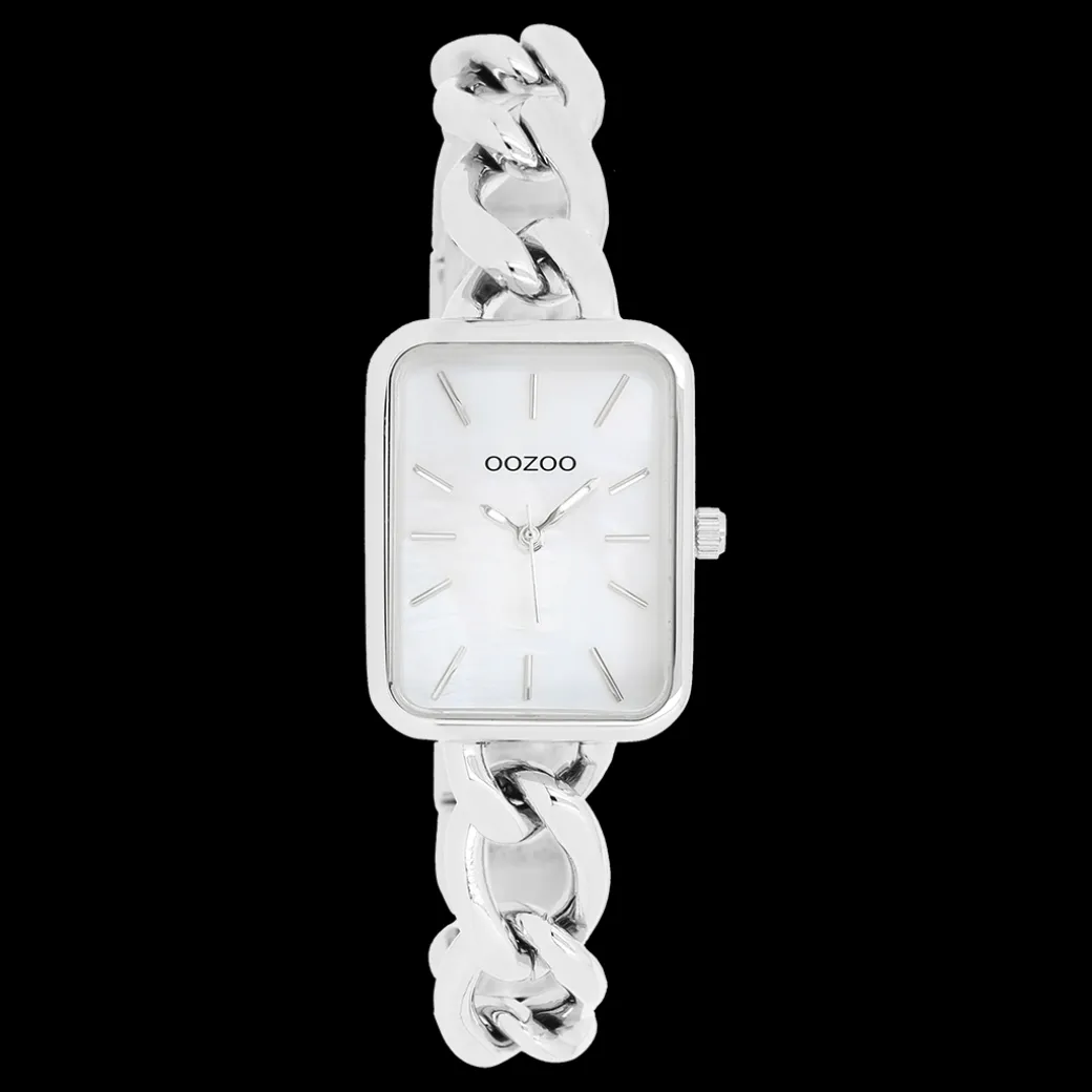Zilverkleurige OOZOO horloge met schakelarmband - C11130