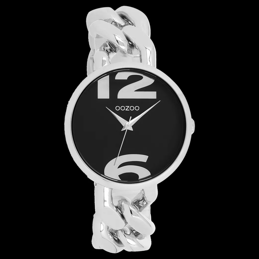 Zilverkleurige OOZOO horloge met grove schakelarmband - C11261