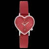 Zilverkleurige OOZOO horloge met rode leren band - C11448