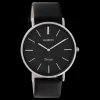 Zilverkleurige OOZOO horloge met zwarte leren band - C20168
