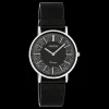 Zilverkleurige OOZOO horloge met zwarte metalen mesh armband - C20141