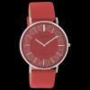 Zilverkleurige OOZOO horloge met rode leren band - C20129