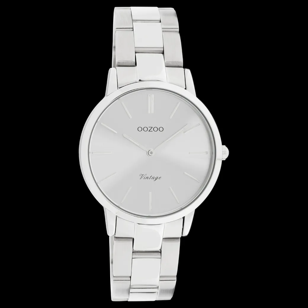 Zilverkleurige OOZOO horloge met roestvrijstalen armband - C20039