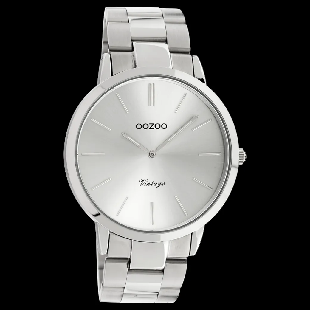 Zilverkleurige OOZOO horloge met roestvrijstalen armband - C20100