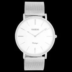 Zilverkleurige OOZOO horloge met metalen mesh armband - C9900