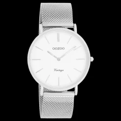 Zilverkleurige OOZOO horloge met metalen mesh armband - C9901