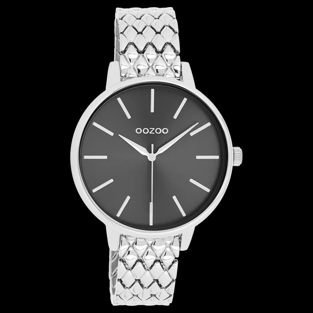 Zilverkleurige OOZOO horloge met roestvrijstalen armband - C11434
