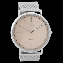 Zilverkleurige OOZOO horloge met metalen mesh armband - C9355