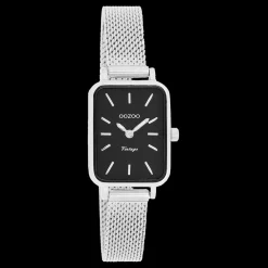 Zilverkleurige OOZOO horloge met metalen mesh armband - C20267