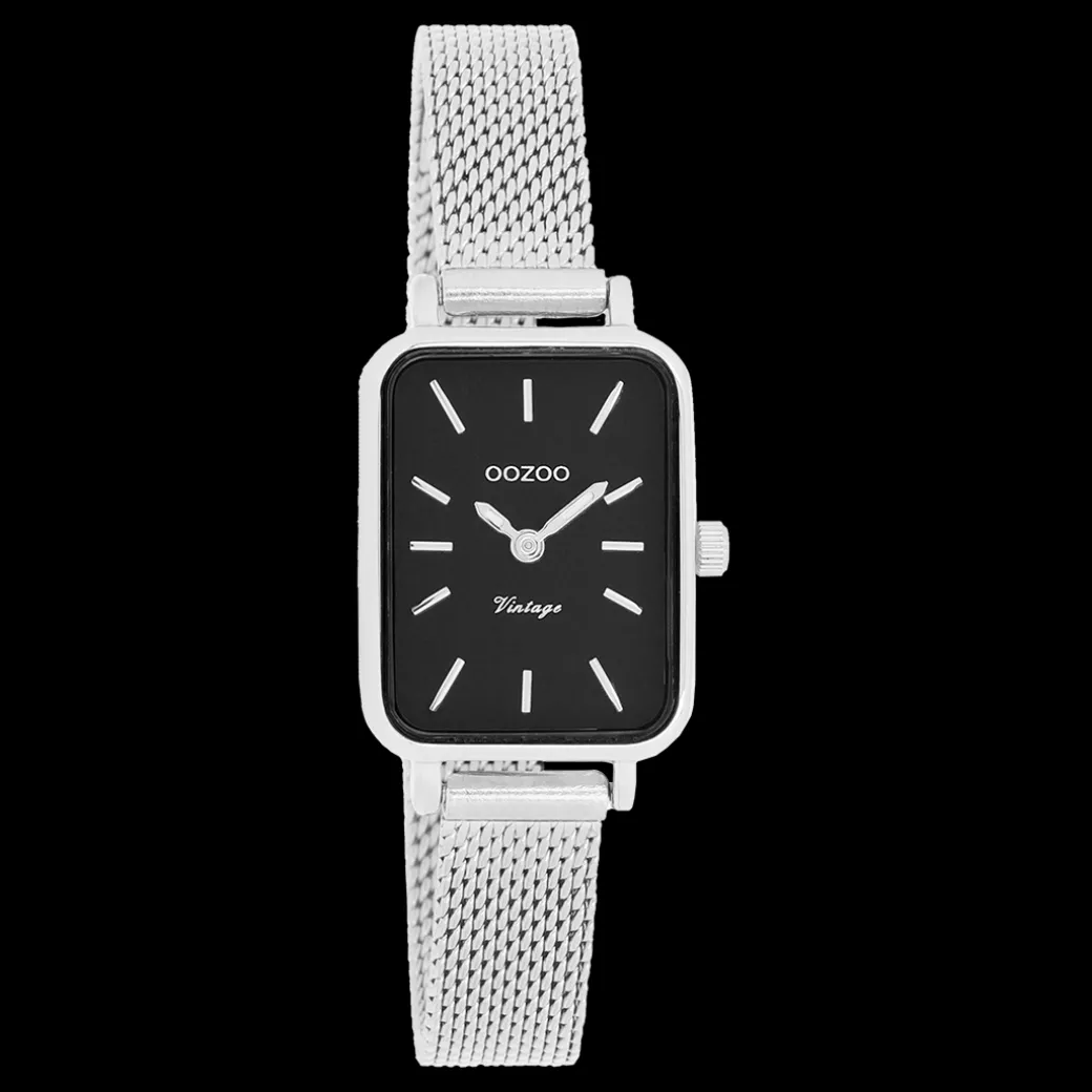 Zilverkleurige OOZOO horloge met metalen mesh armband - C20267