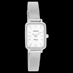 Zilverkleurige OOZOO horloge met metalen mesh armband - C20266