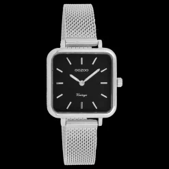 Zilverkleurige OOZOO horloge met metalen mesh armband - C20262