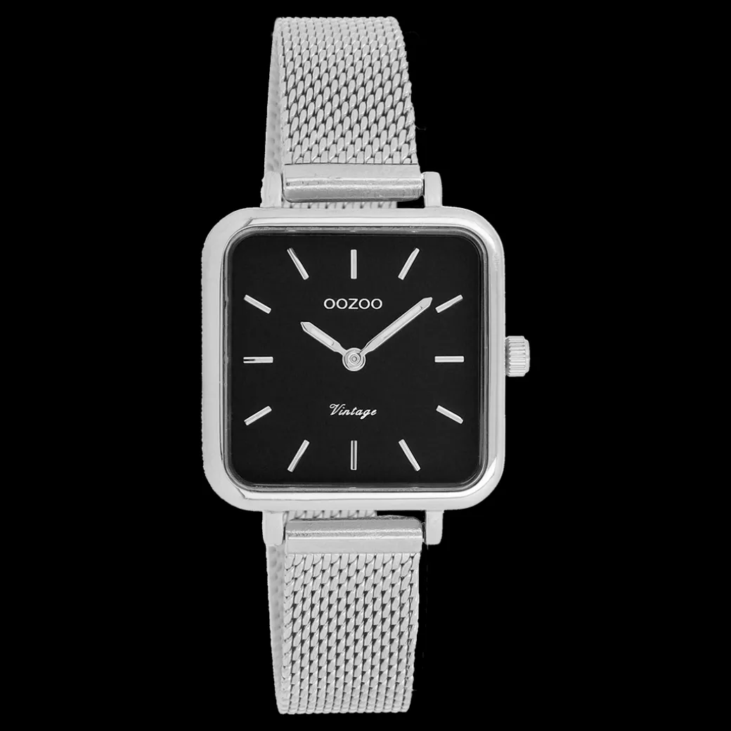 Zilverkleurige OOZOO horloge met metalen mesh armband - C20262