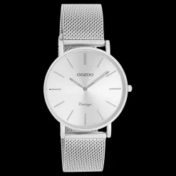 Zilverkleurige OOZOO horloge met metalen mesh armband - C9906