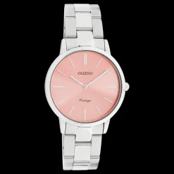 Zilverkleurige OOZOO horloge met roestvrijstalen armband - C20040