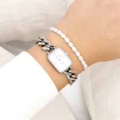 Zilverkleurige OOZOO horloge met grove schakelarmband - C20360