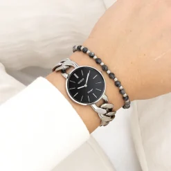 Zilverkleurige OOZOO horloge met grove schakelarmband - C20356
