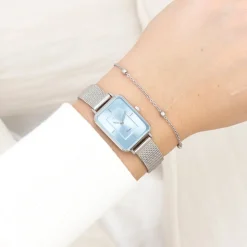 Zilverkleurige OOZOO horloge met metalen mesh armband - C20351