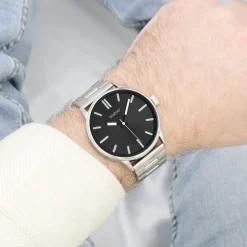 Zilverkleurige OOZOO horloge met roestvrijstalen armband roestvrijstalen armband - C11514