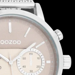 Zilverkleurige OOZOO horloge met metalen mesh armband - C9071