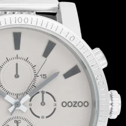 Zilverkleurige OOZOO horloge met metalen mesh armband - C9436