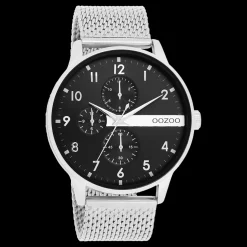 Zilverkleurige OOZOO horloge met metalen mesh armband - C11301
