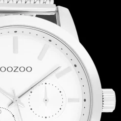 Zilverkleurige OOZOO horloge met metalen mesh armband - C9663