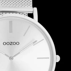 Zilverkleurige OOZOO horloge met metalen mesh armband - C9904