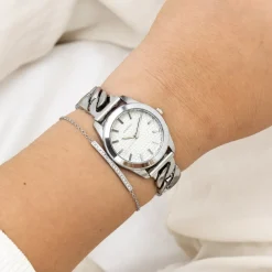 Zilverkleurige OOZOO horloge met petit schakelarmband - C11418