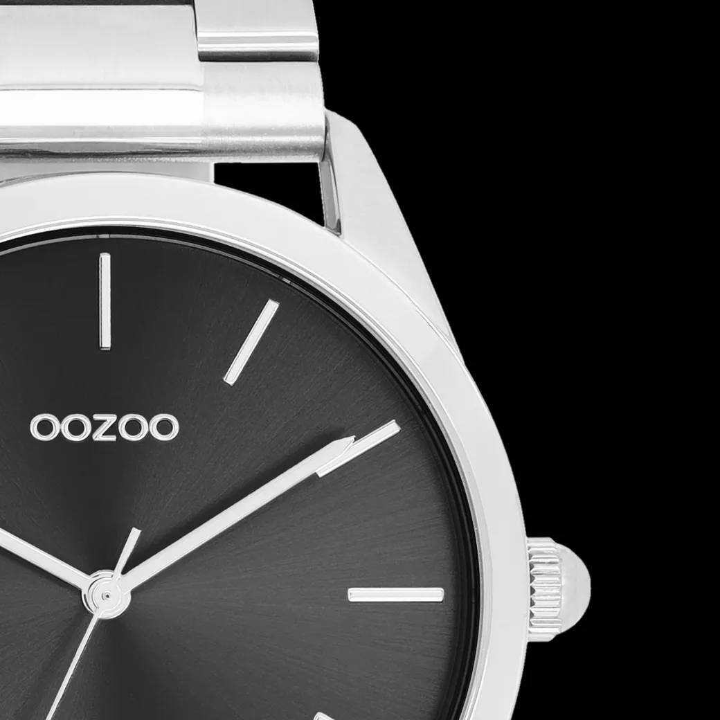 Zilverkleurige OOZOO horloge met roestvrijstalen armband - C11429