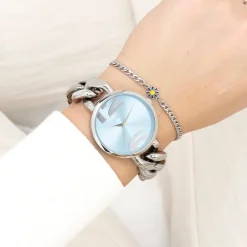 Zilverkleurige OOZOO horloge met grove schakelarmband - C11350