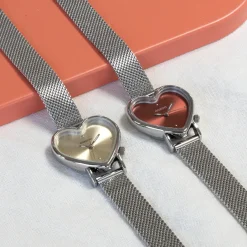 Zilverkleurige OOZOO horloge met metalen mesh armband - C11444