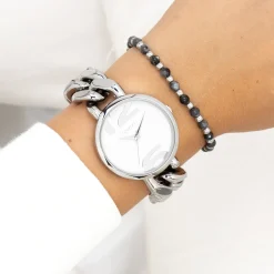 Zilverkleurige OOZOO horloge met grove schakelarmband - C11260