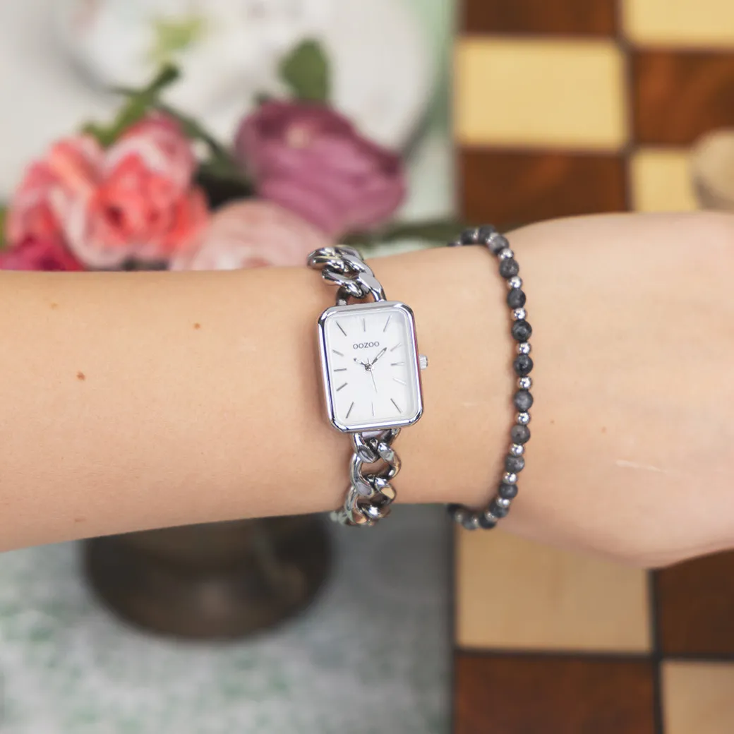 Zilverkleurige OOZOO horloge met schakelarmband - C11130
