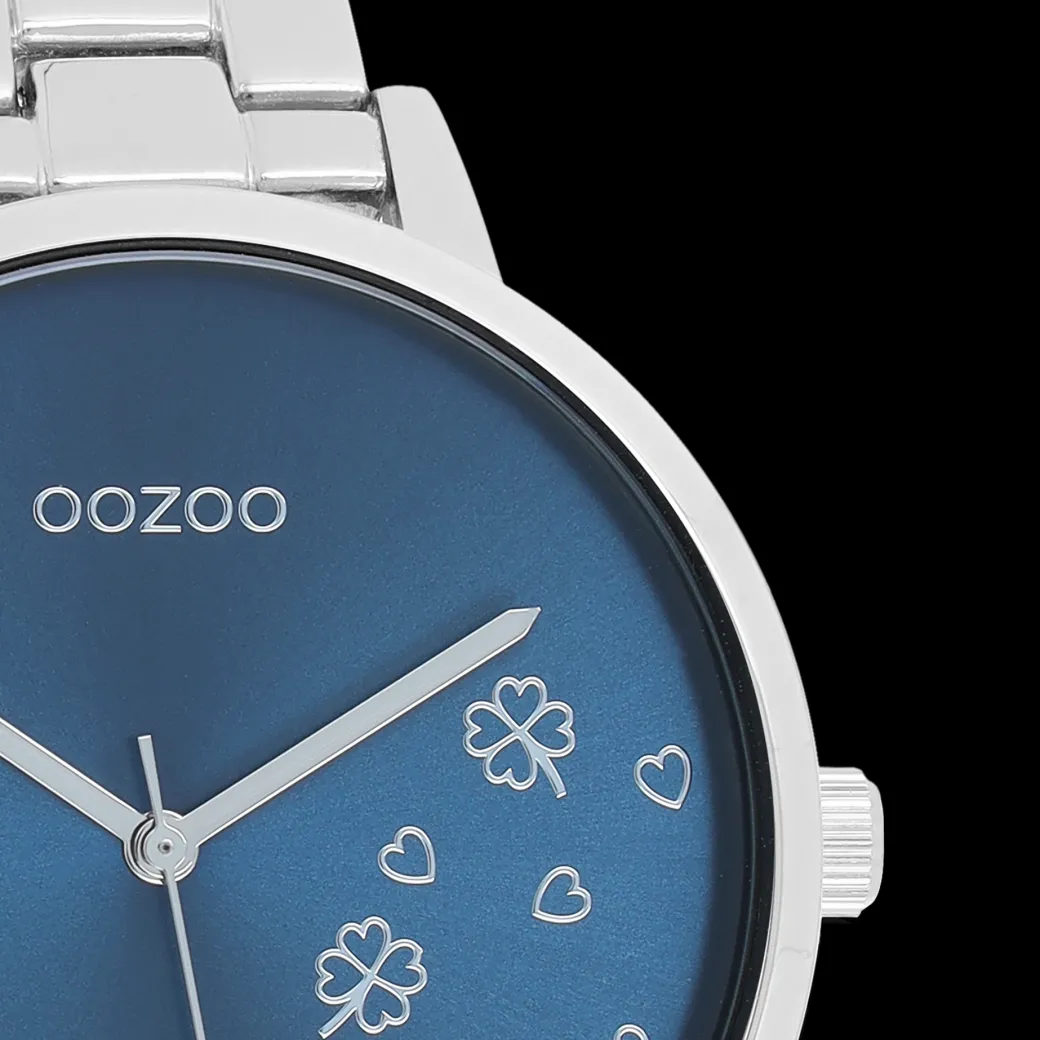 Zilverkleurige OOZOO horloge met roestvrijstalen armband - C11121