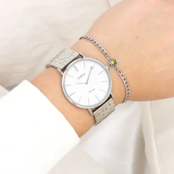 Zilverkleurige OOZOO horloge met roestvrijstalen armband roestvrijstalen armband - C20400