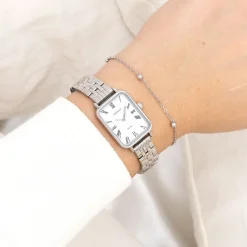 Zilverkleurige OOZOO horloge met roestvrijstalen armband roestvrijstalen armband - C20410