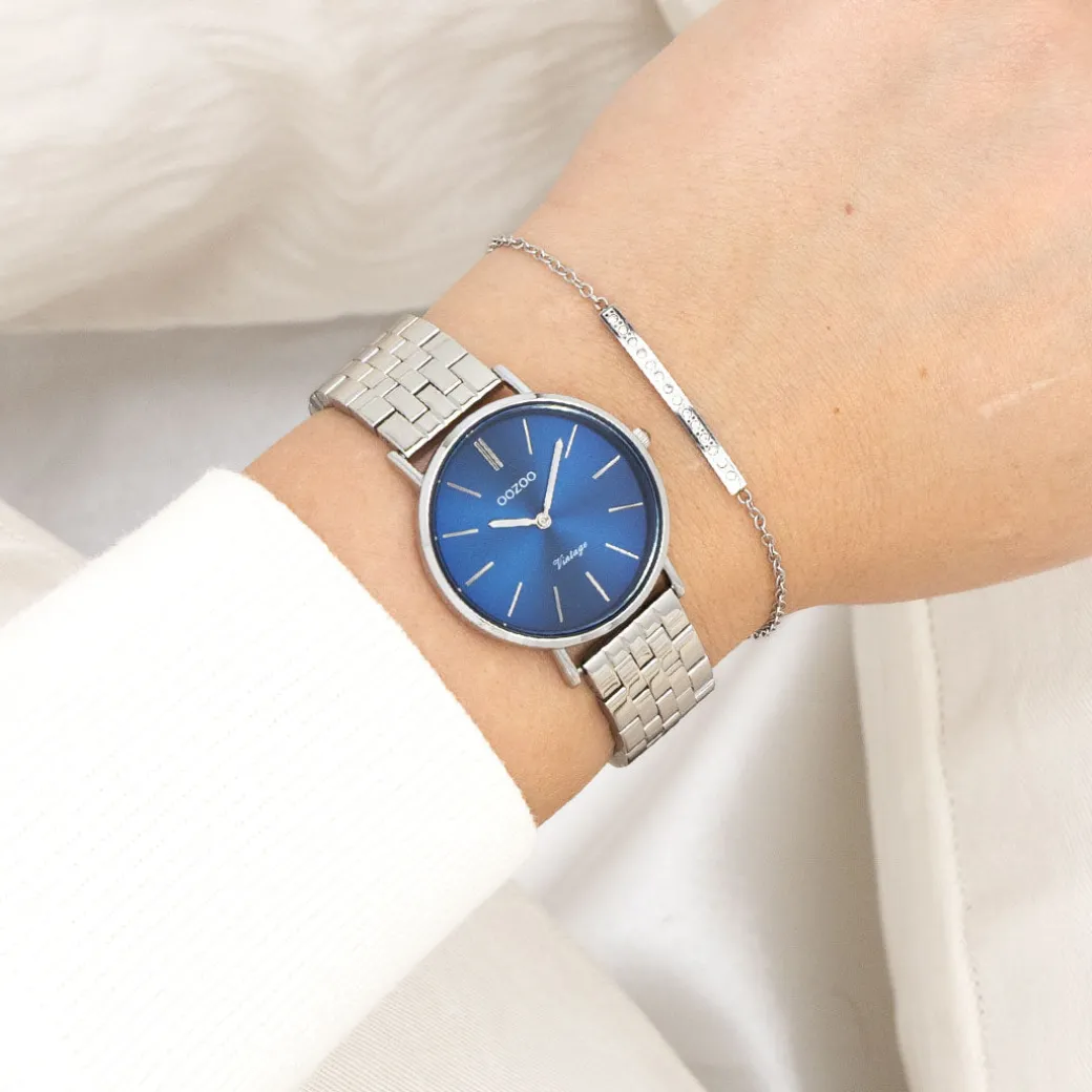 Zilverkleurige OOZOO horloge met roestvrijstalen armband roestvrijstalen armband - C20406