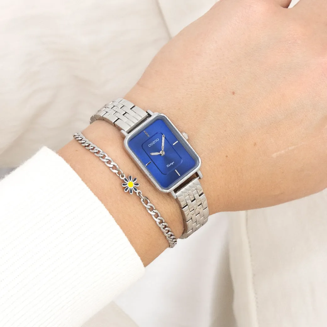 Zilverkleurige OOZOO horloge met roestvrijstalen armband roestvrijstalen armband - C20417