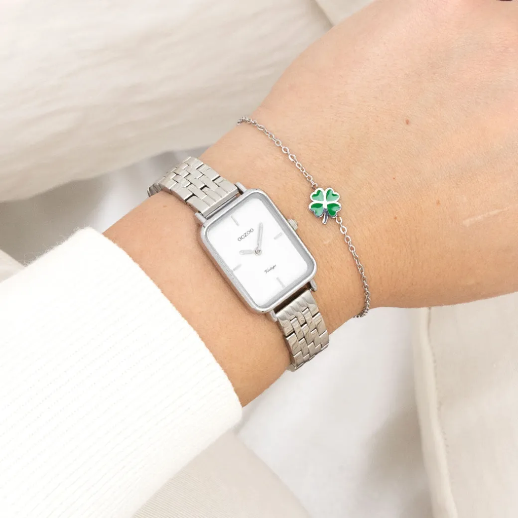 Zilverkleurige OOZOO horloge met roestvrijstalen armband roestvrijstalen armband - C20416