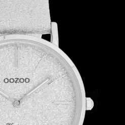 Zilverkleurige OOZOO horloge met leren band - C20200