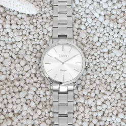 Zilverkleurige OOZOO horloge met roestvrijstalen armband - C20027