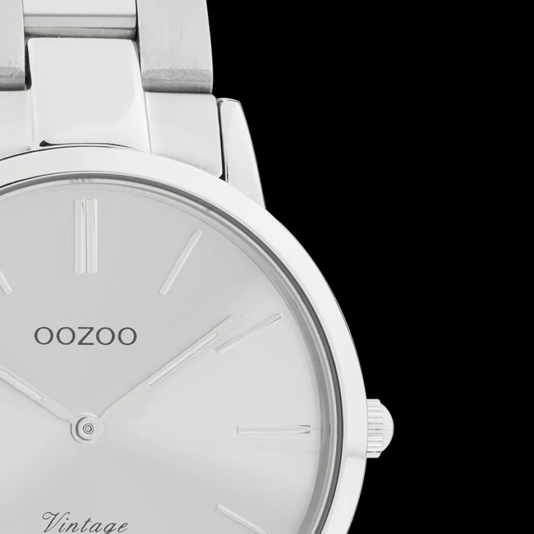 Zilverkleurige OOZOO horloge met roestvrijstalen armband - C20039