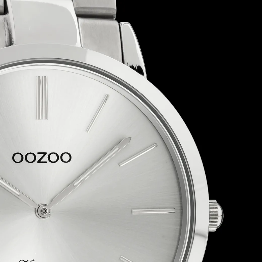 Zilverkleurige OOZOO horloge met roestvrijstalen armband - C20100