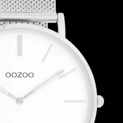 Zilverkleurige OOZOO horloge met metalen mesh armband - C9900